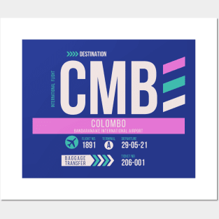 Colombo (CMB) Airport Code Baggage Tag Posters and Art